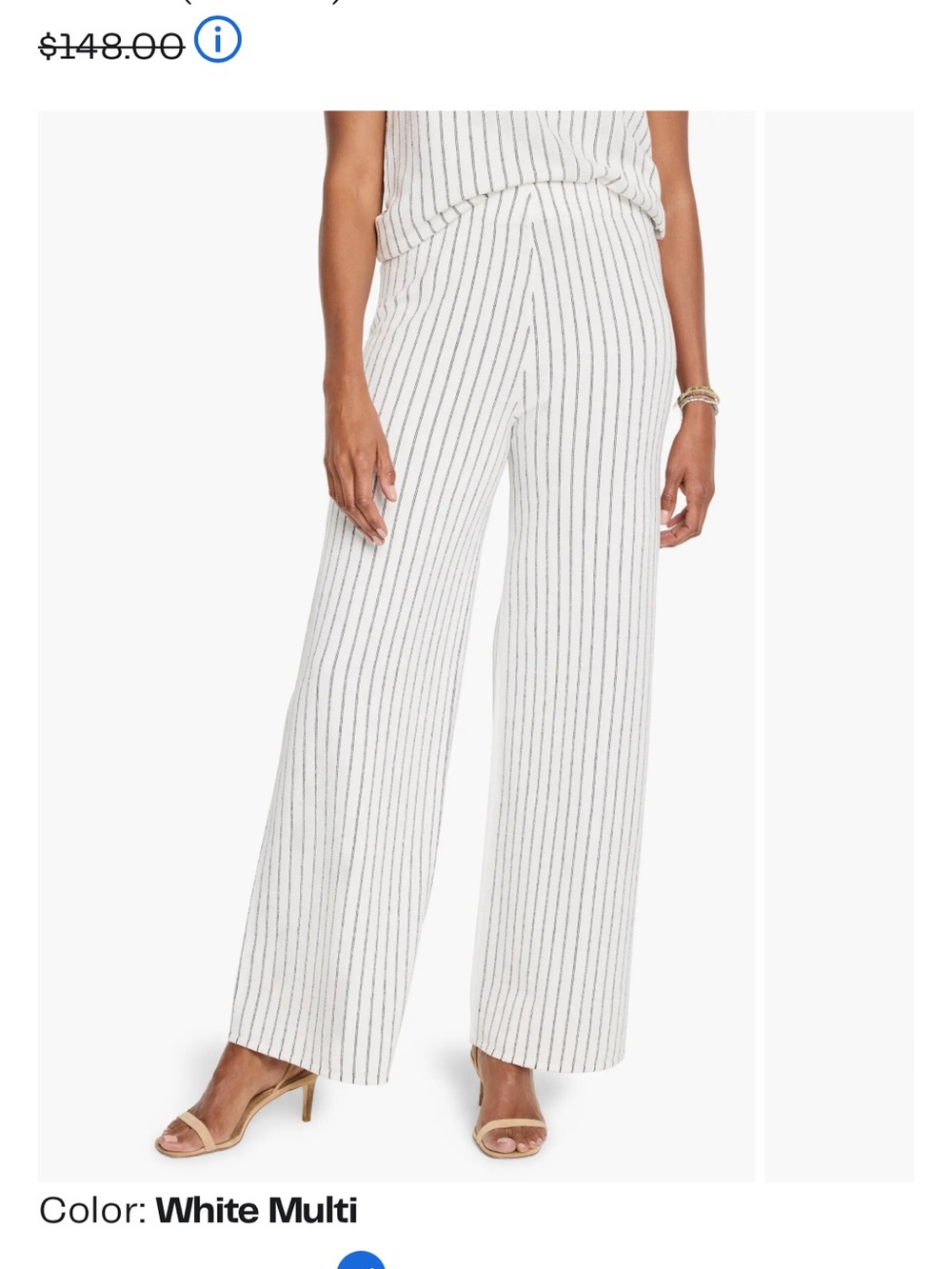 Women's White Multi Striped Wide-Leg Pants